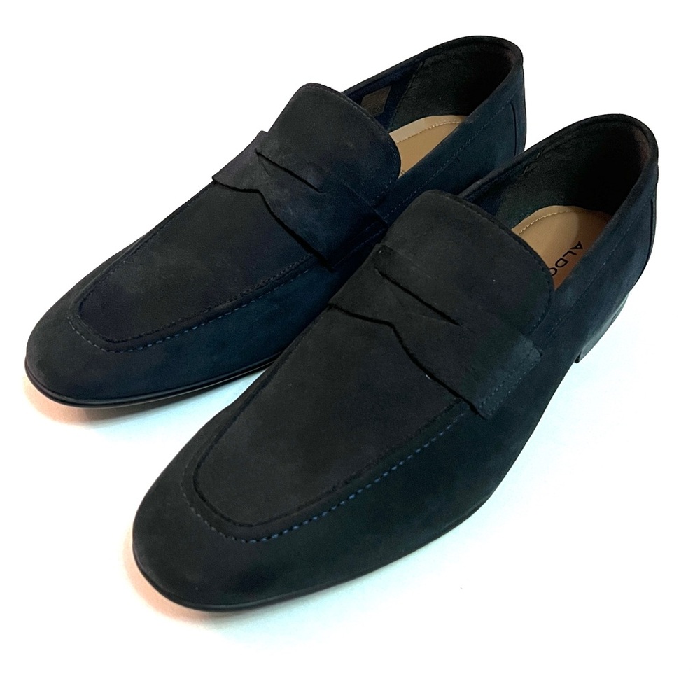 Aldo Blue Loafers Slip-Ons with Suede Material and Penny Strap